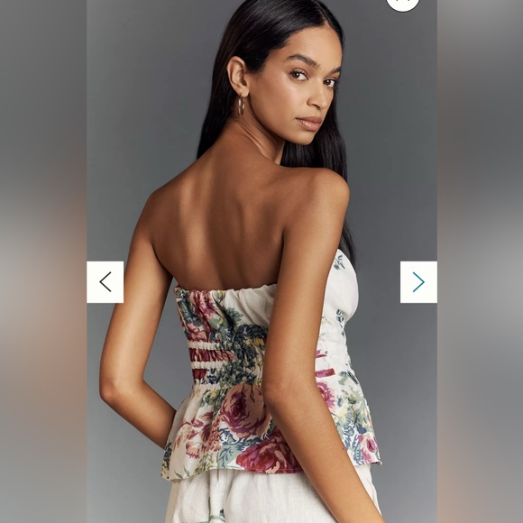 Anthropologie Somerset Strapless Blouse and Somerset PullOn Pants Linen Edition - Picture 3 of 11